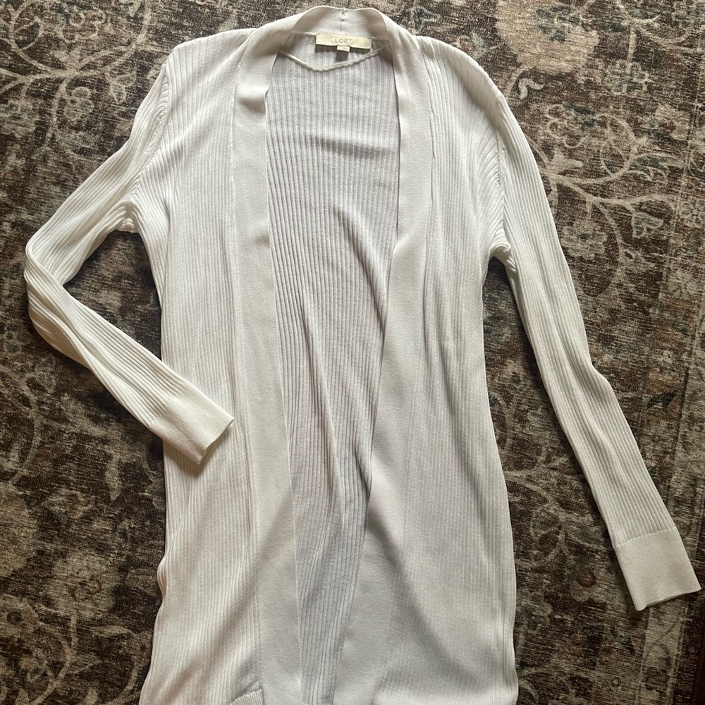 LOFT Ribbed Open-Front Cardigan